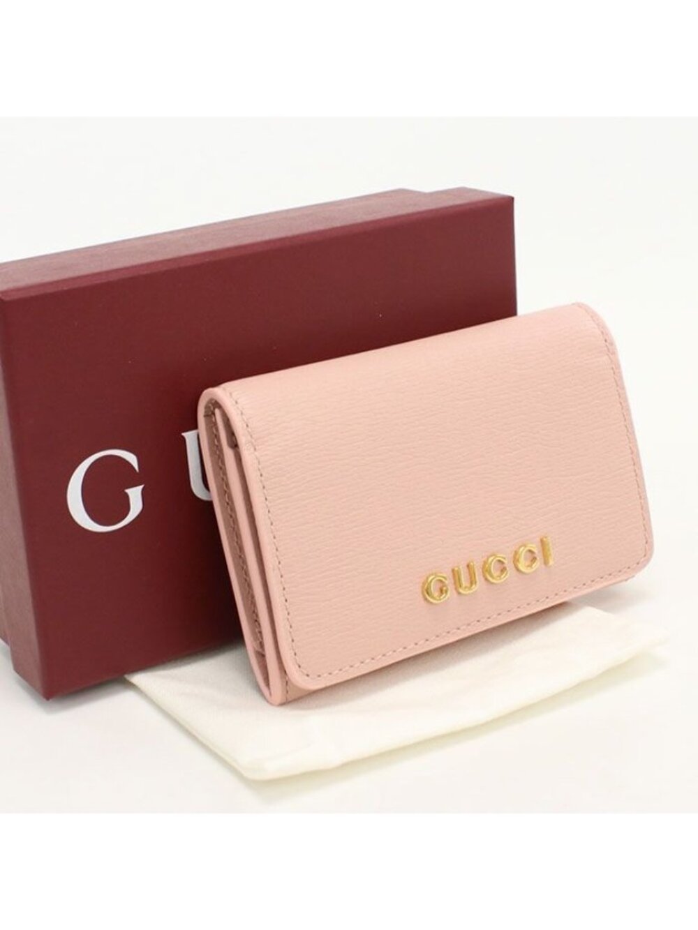 Gucci Card Case Script Business Leather